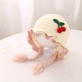 thumbnail image 2 of Tisuna Baby Girls Winter Hat Solid Color Stretchy Earflap Hats Windproof Warm Autumn Winter Kids Knit Beanie White, 2 of 5