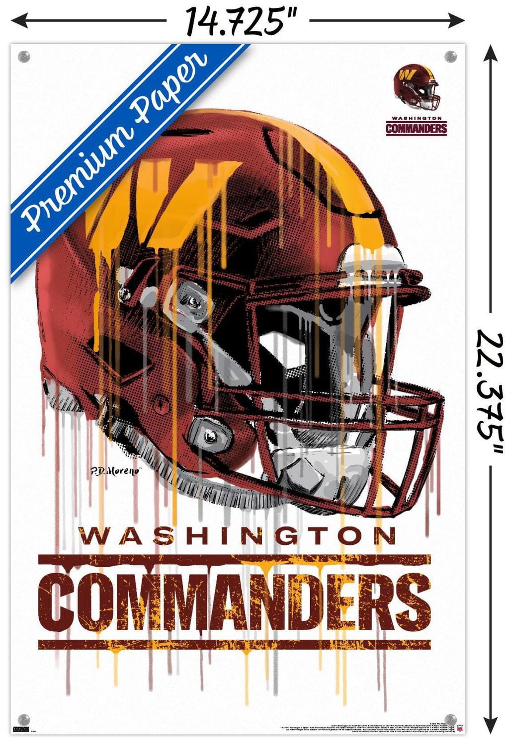 NFL Washington Commanders - Drip Helmet 22 Wall Poster