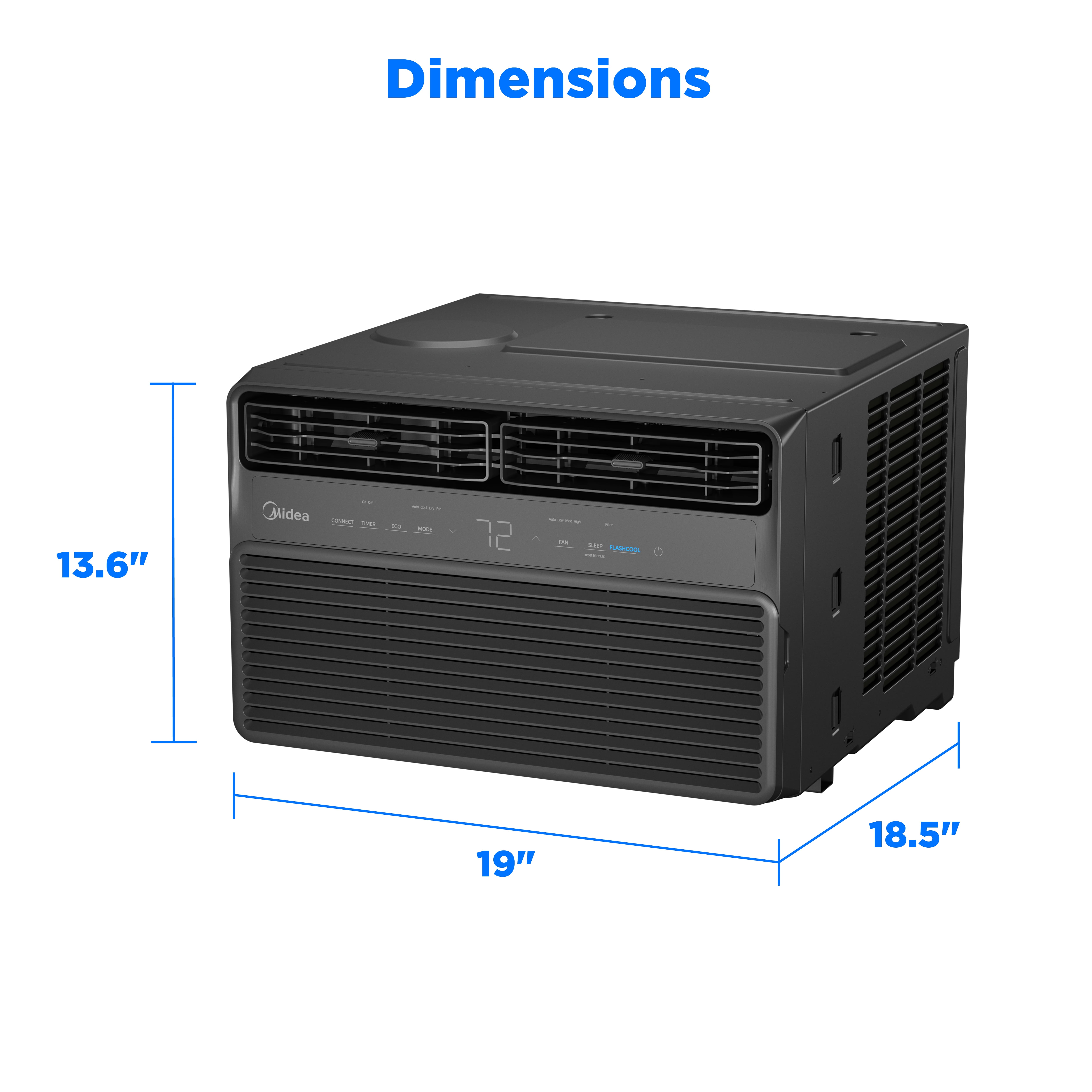 Midea 8,000 BTU Window Air Conditioner, Smart Inverter, Cools Up To 350 Sq Ft, Remote, Wi-Fi and Alexa,Black