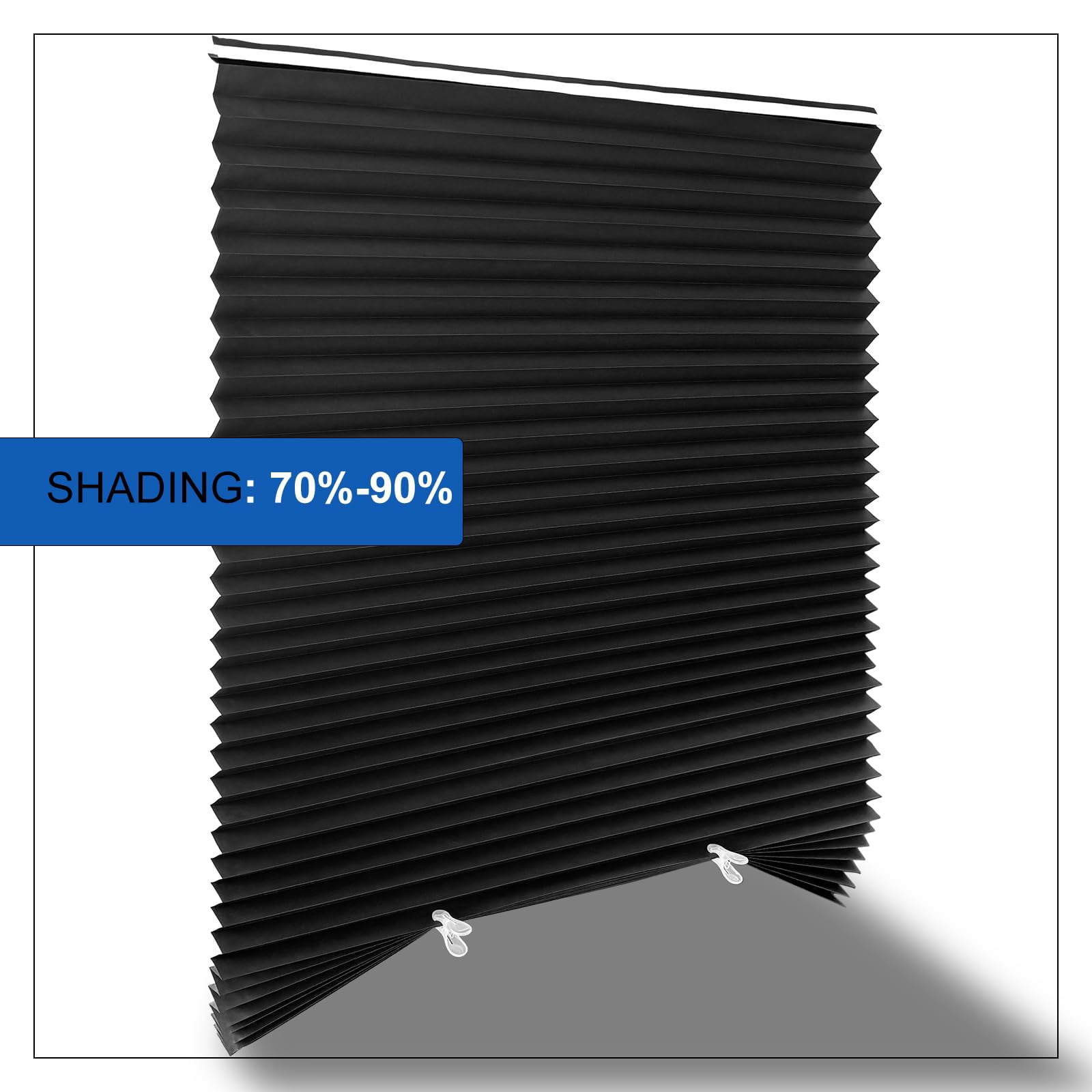 Blackout Paper Window Blinds 36" X 72" - 6 Pack Temporary Cordless Stick On Self-adhesive No Drill Shades  Darkening Pleated Cover For Bedroom Kitchen Patio Door (black 100% Material)
