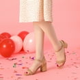thumbnail image 2 of BLISSFUL STEP Women's Slingback Buckle Woven Block Heels Sandals, 2 of 6
