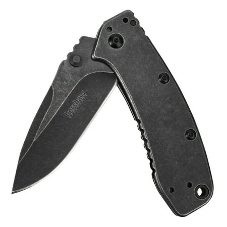 Two Bladed Pocket - Kershaw Cryo II BlackWash Pocket Knife (1556BW), 3.25” 8Cr13MoV Stainless Steel Blade; 410 Stainless Steel Handle, SpeedSafe Assisted Opening, Frame Lock, 4-Position Deep-Carry Pocketclip; 5.5 OZ