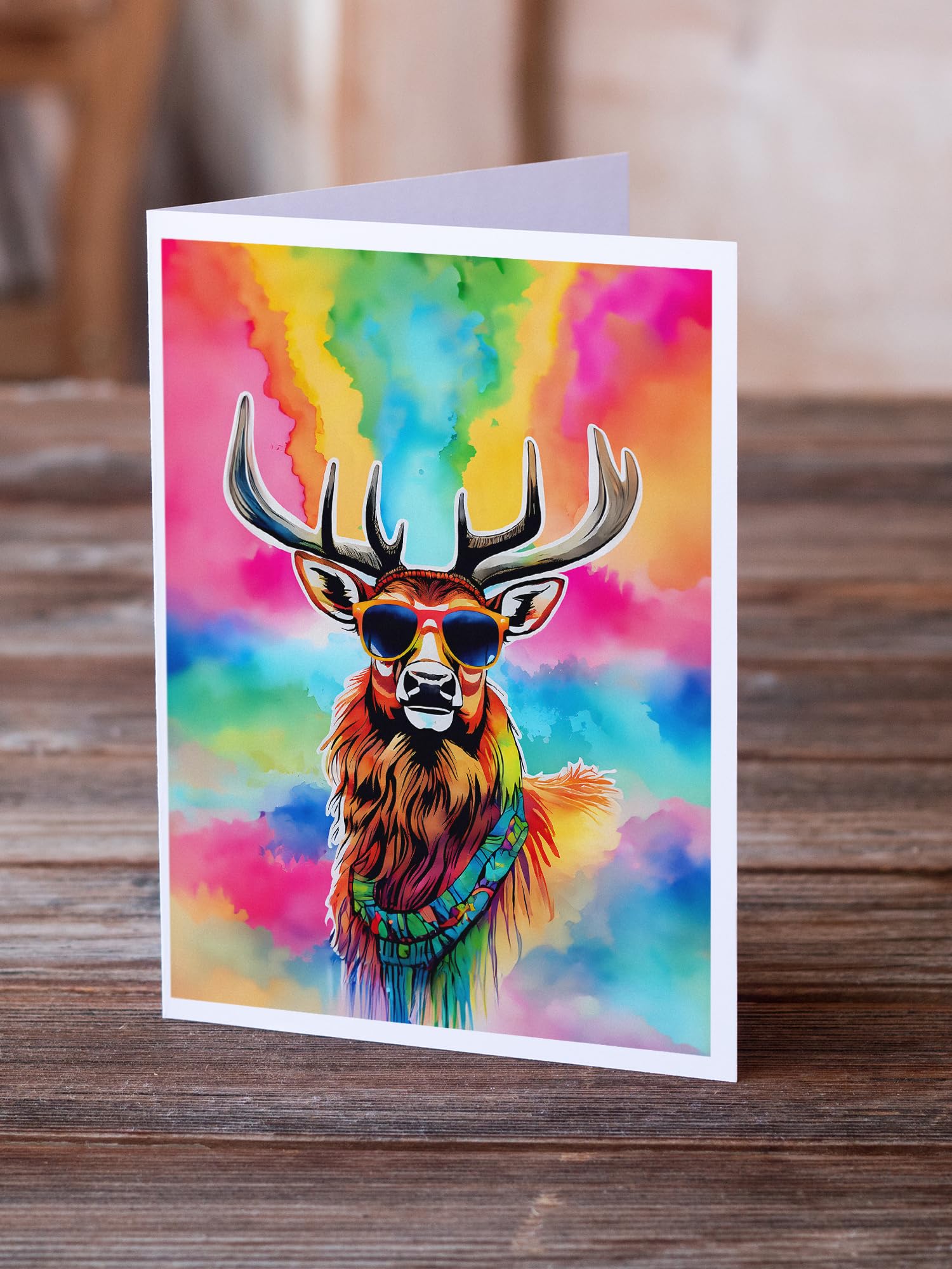 Hippie Animal Stag Deer Greeting Cards Pack of 8 7 in x 5 in