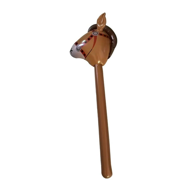 KLKCMS Jouet de Tête de Cheval Gonflable pour Enfants Anniversaire Fête à Thème Cheval Enfants Marron