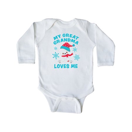 

Inktastic Polar Bear My Great Grandma Loves Me in Santa Hat Gift Baby Boy or Baby Girl Long Sleeve Bodysuit