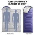 thumbnail image 3 of Sleeping Bag Purple (R Zip) Large(86.6"x32.68") Adult 3 Season Camping Hiking, 3 of 6