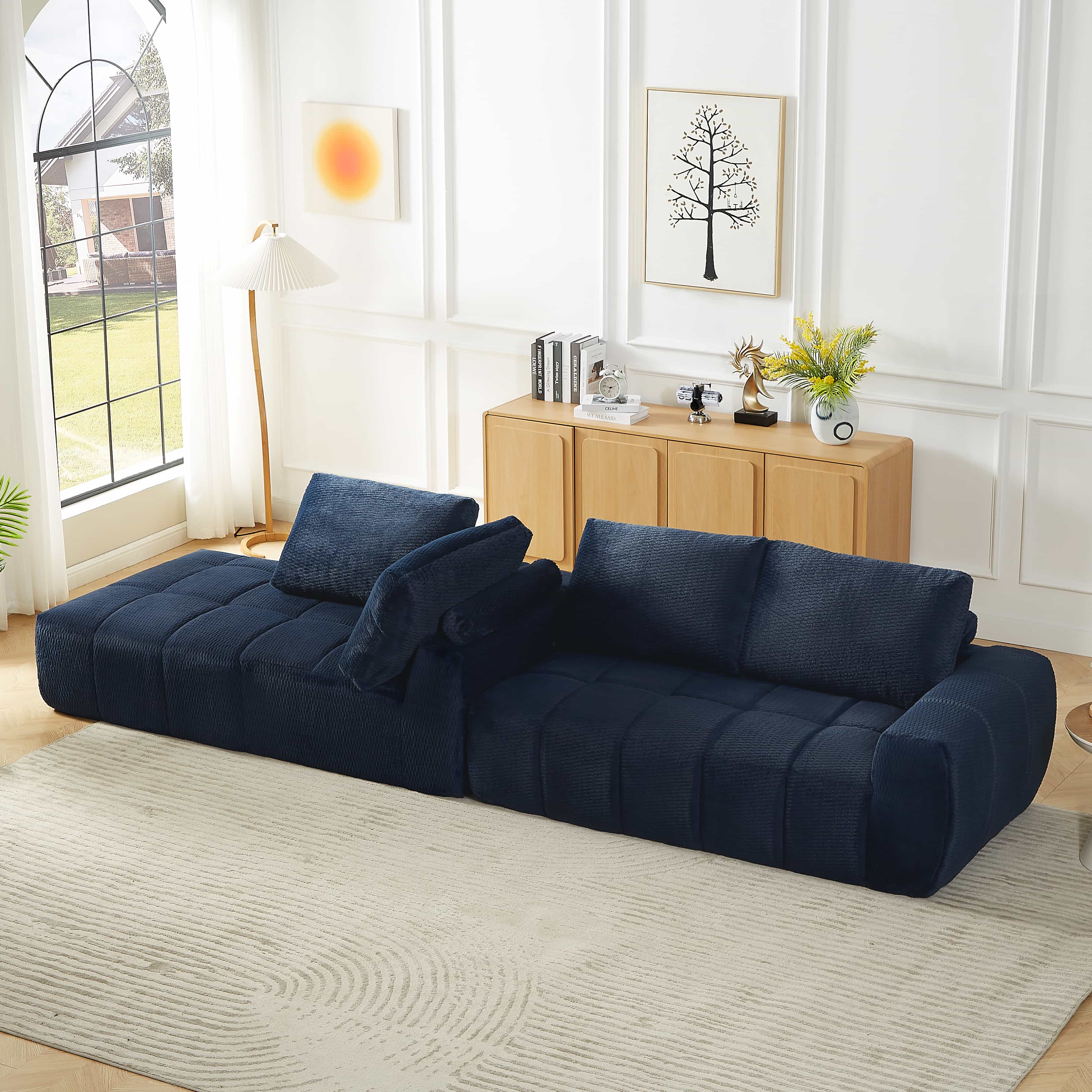 MAYEERTY Faux Fur L-Shape Oversized Sectional Sofa, Minimalist & Comfy Sleeper Couch for Living Room, 102×65" Gray