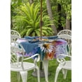 thumbnail image 3 of Outdoor Tablecloths with Umbrella Hole & Zipper, Pink Purple Hummingbird Round Tablecloth 54 Inch, Spring Oil Painting Sunflowers Waterproof Table Cloth, Patio/Pool/Picnic Table Covers, 3 of 8