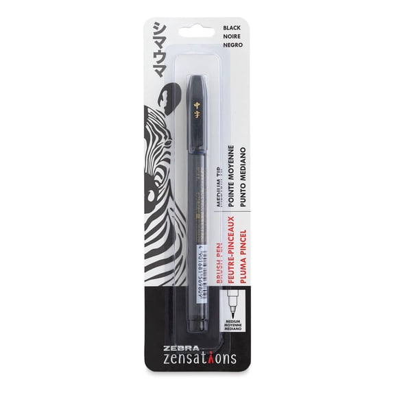 Zebra Zensations Brush Pens, Medium, Black