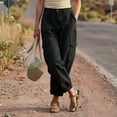 thumbnail image 5 of Cagogo Women's Plus Size Cargo Pants High Waisted with Pockets Cuffed Casual Streetwear Loose Long Trousers Vacation Travel Work, Black 2XL, 5 of 7