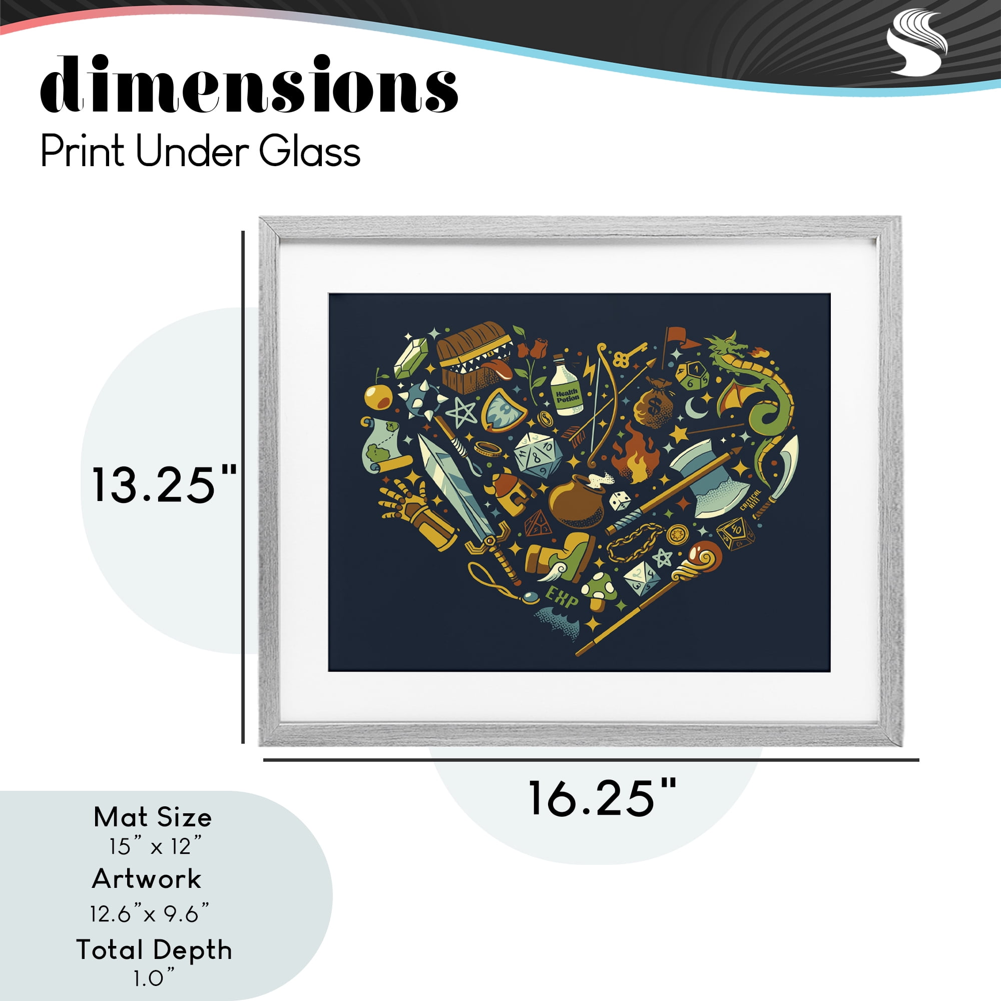 Stupell Industries Board Game RPG Trinkets Gray Framed Print Under Glass, design by Tobe Fonseca