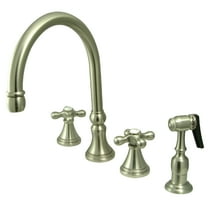 Kingston Brass KS2798AXBS Governor Double-Handle 4-Hole Widespread Kitchen Faucet with Brass Sprayer in Brushed Nickel