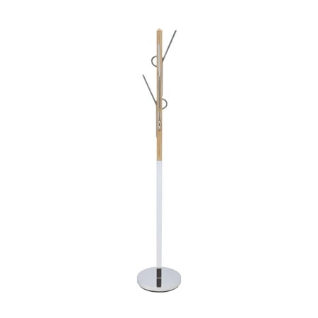 Acme Coat Rack - ACME Blaire Coat Rack, Natural and Chrome, 4 Hooks, Removable Hangers