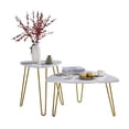 thumbnail image 5 of JINS&VICO Marble Iron Feet Coffee Table Side 2 Sets White the big one 31.89 x 31.89 x 16.93 inch and the other 20.08 x 20.08 x 22.83 inch, 5 of 7