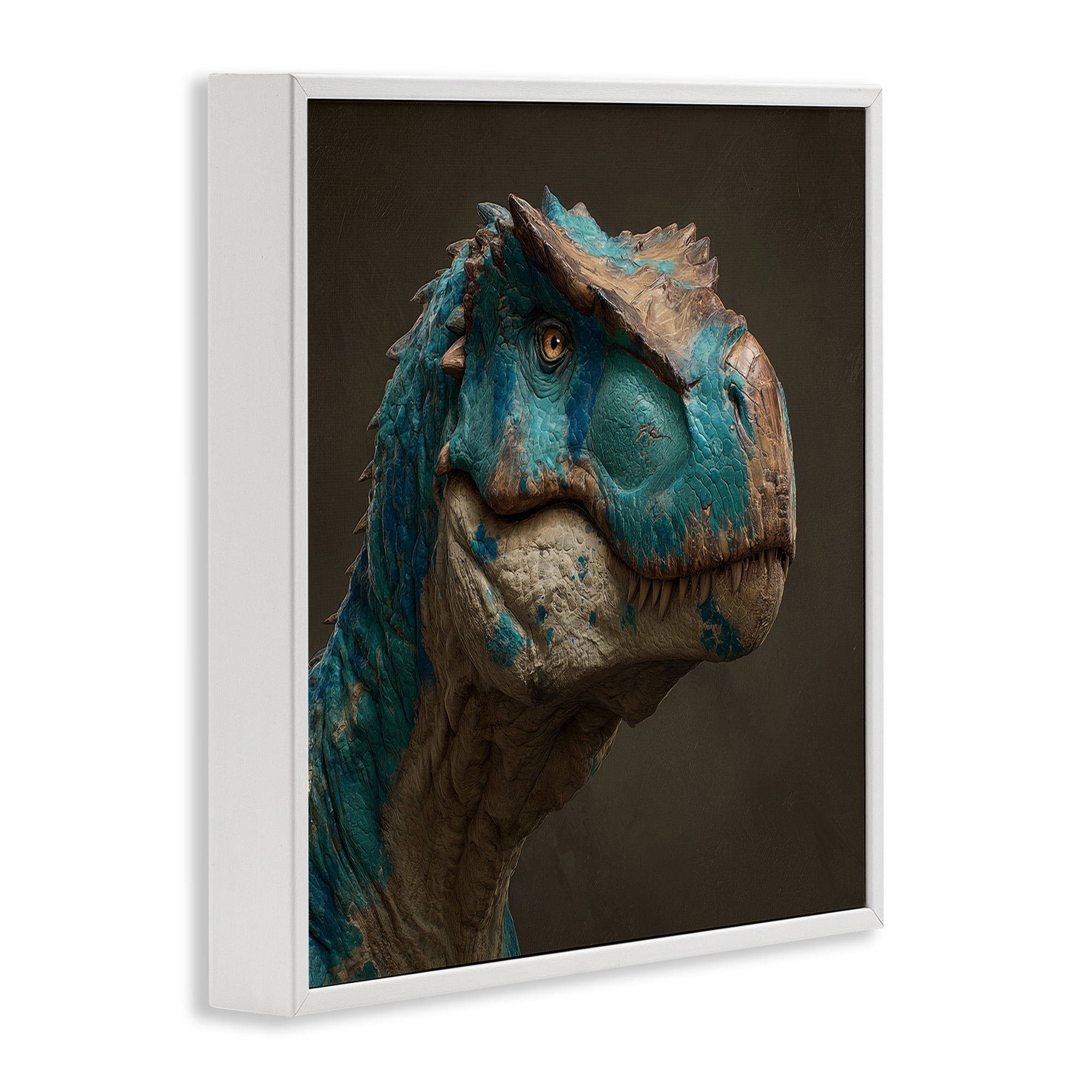 Stupell Industries Cerulean Scaled Dinosaur Detail White Framed Giclee Art, design by Wumples