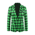 thumbnail image 5 of INSPIRE CHIC Men's Blazers Houndstooth Plaid  Contrast Color Slim Fit One Button Sports Coat 2XL Green, 5 of 6