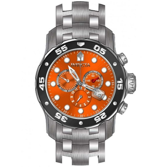 Invicta Men's 80056 Pro Diver Black Bezel Orange Dial Stainless Steel Dive Watch