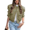 thumbnail image 1 of ORUYROP Women's Fashion Cropped Button Down Lightweight Cropped Bomber Jacket Varsity Shacket with Side Pockets, 1 of 5