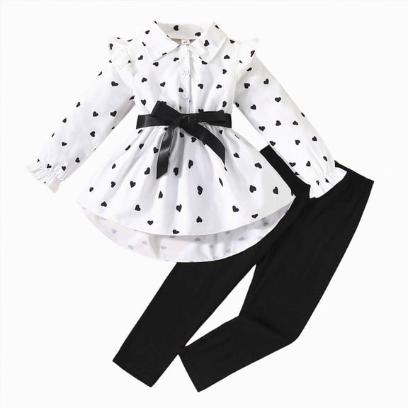 Wonitaaizi Infant Baby Girl Clothes Outfits Fall Winter Long Sleeve Ruffle Top Bow Pants Little Girl Clothing Set (4-5 Years,White)
