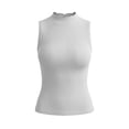thumbnail image 3 of Scgaewj Women Ribbed Ruffle Sleeveless Tank Tops, Crew Neck Sleeveless Sweater Vest, Breathable Skin‑Friendly Basic Shirts, Dressy Business Casual Work Daily, 3 of 8