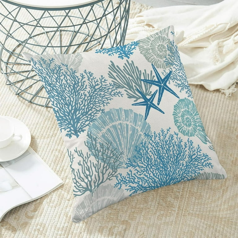 Seashell Throw Pillow Velvet Decorative Cushion (14