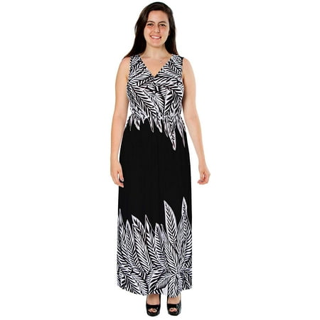 Ankle Length Dress - Women's Plus Size Ankle Length Contrast Maxi Dress