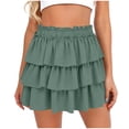 thumbnail image 6 of Lmueinov Women's 3 Layer Ruffle Tiered Elastic Waist Mini Skirt, 100% Cotton Cute Casual Skirt for Daily Vacation Wear S-2XL, 6 of 6
