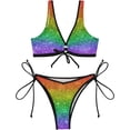 thumbnail image 2 of Dreamtimes Sparkling Rainbow Colors Bikinis Swimsuit Set for Women Swimwear Triangle Bathing Suit Tie String Thong, X-Small, 2 of 7