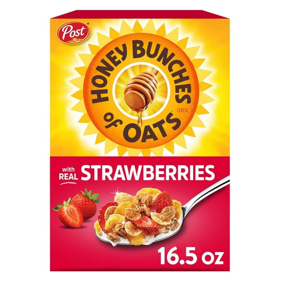 Honey Bunches of Oats with Real Strawberries, Strawberry Breakfast Cereal, 16.5oz Box