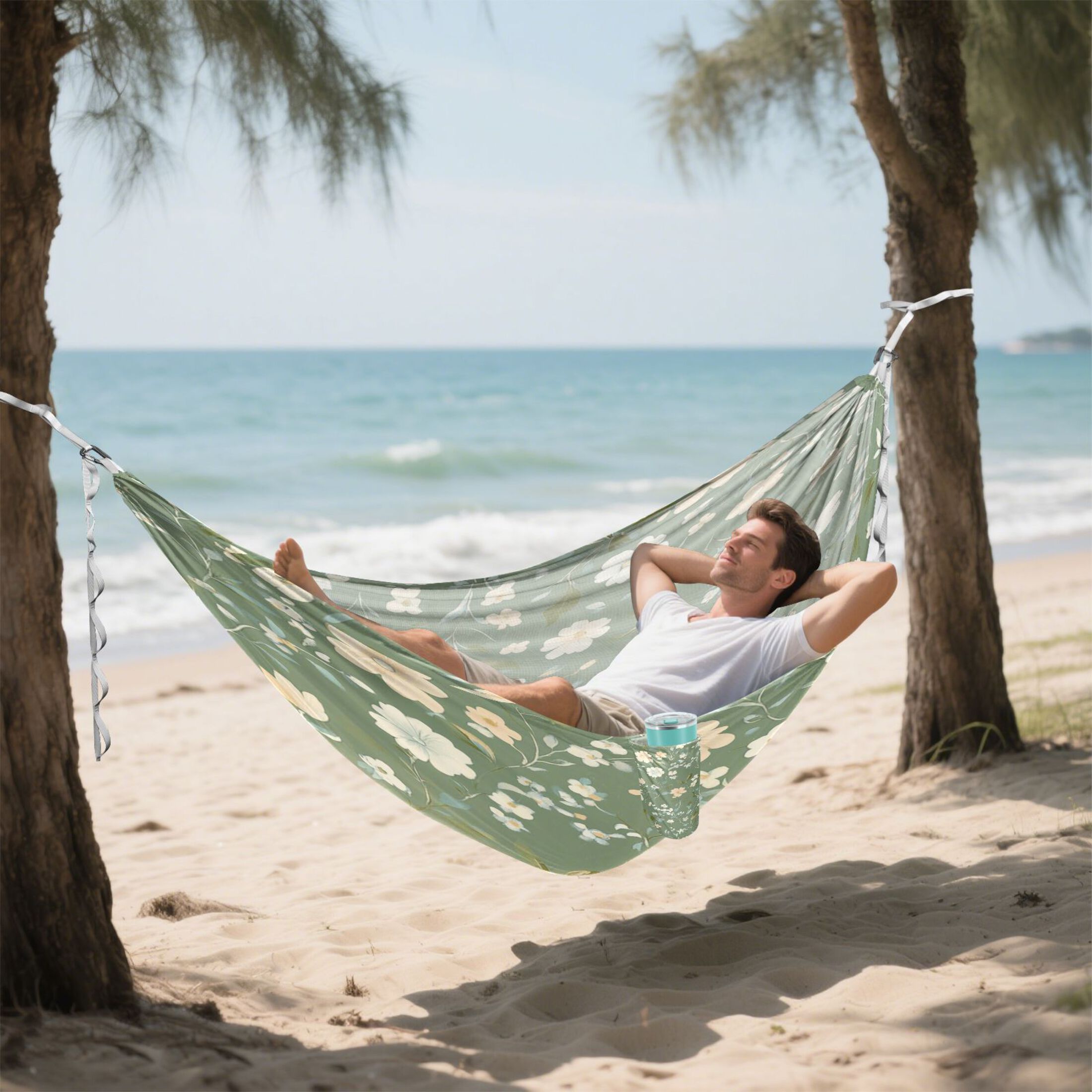 Hammock Camping Hammock Nylon Portable Hammock Travel Camping Hammock Green Background Flower