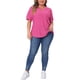 thumbnail image 2 of Blusas de verano de talla grande para mujer Agnes Orinda, con escote en V, mangas cortas, color rosa intenso, 2 of 6