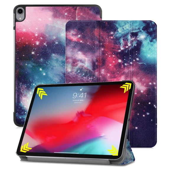 New iPad Pro 11 Inch Case 2018, Allytech Ultra Slim Trifold Stand Folio Flip Auto Sleep Wake (Support 2nd Gen Apple Pencil Wireless Charging) Protective Cover for Apple iPad Pro 11", Galaxy