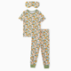 thumbnail image 1 of PatPat Pijamas de ajuste ajustado para niñas pequeñas de bambú viscosa, 3 piezas con estampado y set de máscara para dormir, 1 of 3