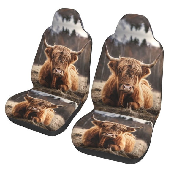 KAKALAD Beautiful Highland Cow 05 Car Accessories Seat Covers Set Vehicle Seat Covers Universal Front Seats Protector 2 Pcs