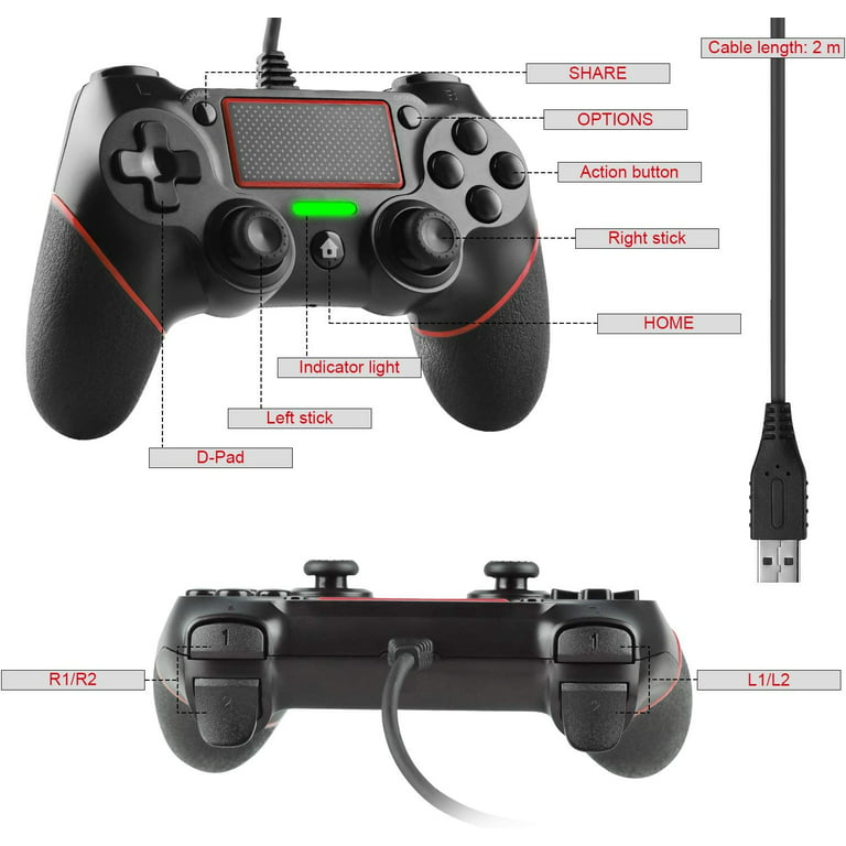 Wired Controller for Playstation 4, Professional USB PS4 Wired Gamepad 