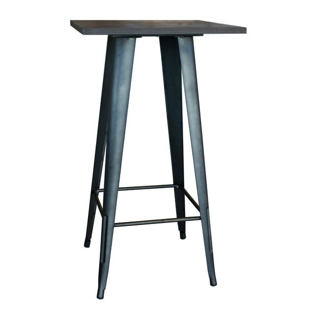 Amerihome Loft Rustic Metal Pub Table W Wood Top Com Amerihome Loft Rustic Metal, Rustic Wood And Metal Pub Table