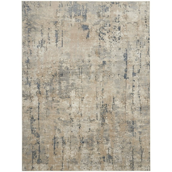 HomeRoots 545130 12 x 15 ft. Abstract Power Loom Rectangle Area Rug, Beige & Gray