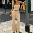 thumbnail image 5 of Ynynloco Womens Striped Two Piece Sets Summer Lounge Outfits Sailor Tube Top and Wide Leg Pants Matching Set Beach Vacation Travel Y2k, 5 of 6