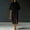 *Black, variant on ClodeEU Women's Elegant Two-Piece Set,Batwing Sleeve Crewneck Top and High Waisted Button-Front Side Slit Midi Skirt ,Casual Office Workwear Black,Women's Plus L