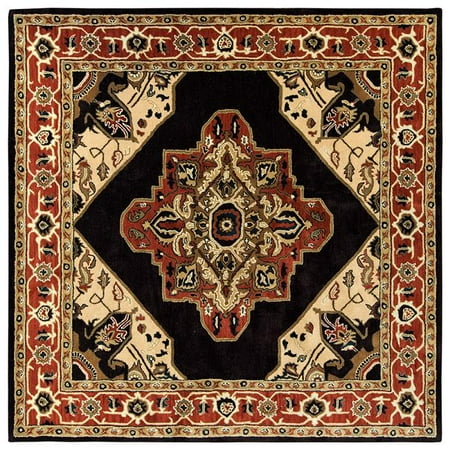 Tufted Shield Brown & Brick Square Area Rug, 12 x 12 ft.