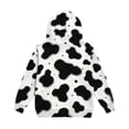 thumbnail image 4 of CINVREST Teen Girls Cow Print Hoodie Faashion Long Sleeve Hooded Pullover Top Warm Casual Oversized Hoodie With Pocket (13 Years, Black-03), 4 of 7
