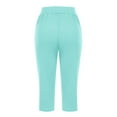 thumbnail image 5 of 3 Packs Womens Petite Capris High Rise Wide Leg Office Cropped Pants Elastic Waist Summer Maternity Gaucho Pants Cyan 2XL, 5 of 7
