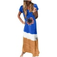 thumbnail image 2 of Robes Maxi pour Femmes 2023 avec Manches Robe Décontractée Ample pour Femmes à Empiècements à Manches Courtes Imprimée à Col Rond Longueur Cheville Robe à Manches Courtes en Liquidation, 2 of 5