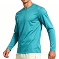 thumbnail image 2 of Men's Basic Athletic Long Sleeve T Shirt Comfort Lightweight Active Sports Shirts Basketball Jogging Workout Light Blue XL, 2 of 5