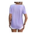 thumbnail image 6 of SHIBEVER Tops for Women Summer Short Sleeve Tshirt Loose Pleated Blouse Casual Solid Color Shirt Fashion Purple Tunic Size M, 6 of 6