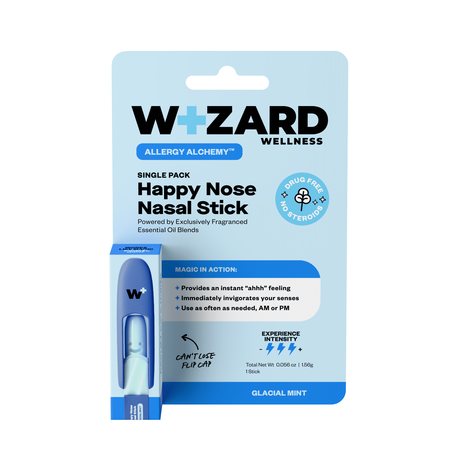 (2 pack) Wizard Wellness Happy Nose Nasal Inhaler Stick, Drug-Free Aromatherapy, Glacial Mint, 1 Pack