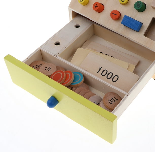 Caisse enregistreuse en bois / caisse enregistreuse avec , jeu de rôle de  boutiques pour enfants 