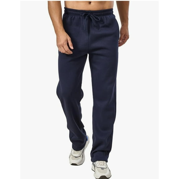 Men's Big and Tall Sweatpants Fleece Open Bottom Loose Athletic Drawstring Sweat Pants with pockets