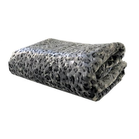 Plutus PBEZ1665-7090-TC Snow Leopard Faux Fur Gray Luxury Throw Blanket