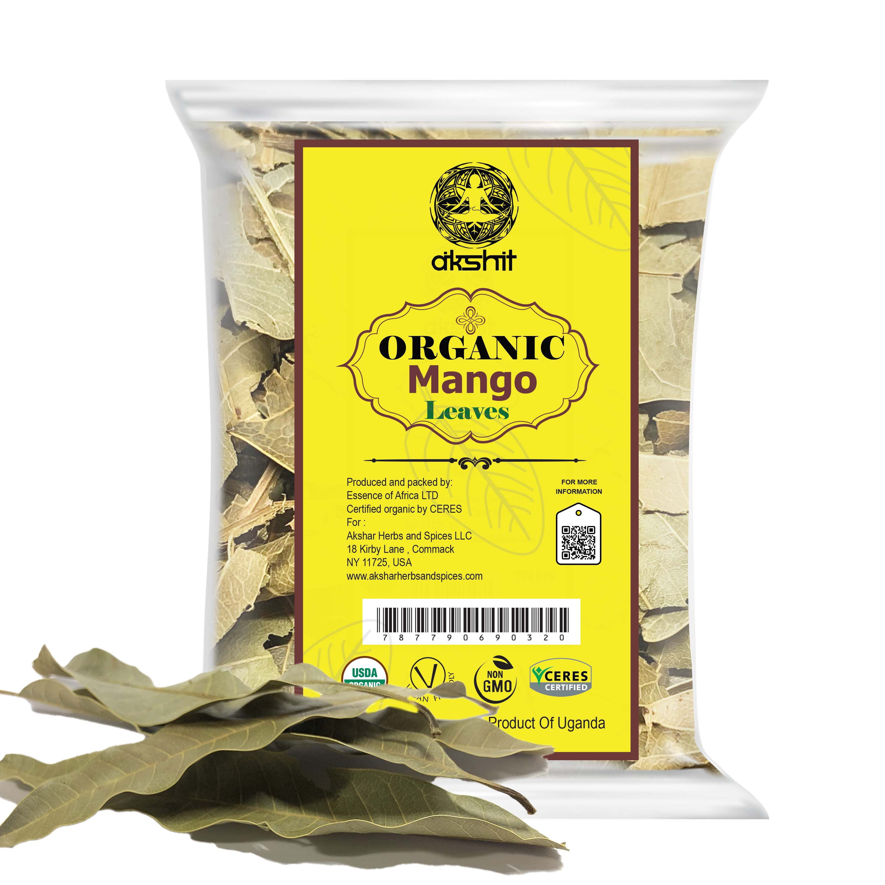 Akshar Organic Dried Mango Leaves, Herbal Tea, 100 Natural, Caffeine Free. 2.6 oz.
